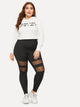 Plus Contrast Mesh Leggings