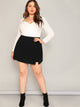 Plus Split Front Solid Skort Shorts