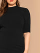 Plus Mock-neck Solid Pencil Dress