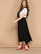 SHEIN Plus High Waist Flare Skirt With Embroidery Ruffle Strap