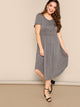 Plus Button Front Heather Knit Tee Dress