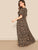 Plus Flounce Sleeve Tie Waist Surplice Wrap Leopard Dress