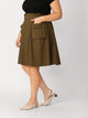 SHEIN Plus Paperbag Waist Pocket Front O-ring Belted Skirt