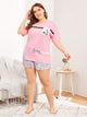 Plus Cartoon And Letter Print Pajama Set