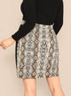 SHEIN Plus Contrast Sideseam Snakeskin Skirt