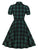 50s Button Front Plaid Flare Dress