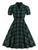 50s Button Front Plaid Flare Dress