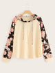 Plus Floral Raglan Sleeve Drawstring Hoodie