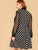 Plus Tie Neck Sheer Sleeve Polka Dot Dress