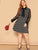 Plus Tie Neck Sheer Sleeve Polka Dot Dress