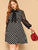 Plus Tie Neck Sheer Sleeve Polka Dot Dress