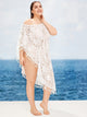 Plus Floral Lace Asymmetrical Tassel Hem Cover Up