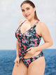 Plus Tropical Criss Cross Top With Panty Tankini