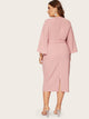  Plus Exaggerate Split Sleeve Pencil Dress