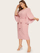  Plus Exaggerate Split Sleeve Pencil Dress