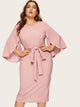  Plus Exaggerate Split Sleeve Pencil Dress