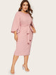  Plus Exaggerate Split Sleeve Pencil Dress