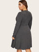  Plus Plunging Neck Rib-knit Dress