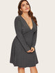  Plus Plunging Neck Rib-knit Dress