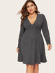  Plus Plunging Neck Rib-knit Dress