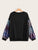 Plus Drop Shoulder Contrast Sequin Sleeve Pullover