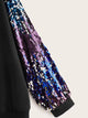 Plus Drop Shoulder Contrast Sequin Sleeve Pullover