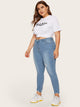 Plus Ripped Raw Hem Faded Wash Jeans