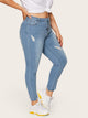 Plus Ripped Raw Hem Faded Wash Jeans