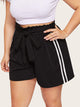 Plus Striped Tape Side Belted Shorts