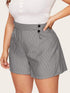 Plus Striped Button Front Shorts