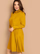  Plus Rolled Neck Swing Dress