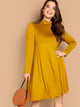  Plus Rolled Neck Swing Dress