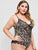 Plus Contrast Lace Leopard Teddy Bodysuit