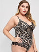 Plus Contrast Lace Leopard Teddy Bodysuit