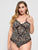 Plus Contrast Lace Leopard Teddy Bodysuit