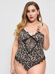 Plus Contrast Lace Leopard Teddy Bodysuit