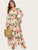 Plus Keyhole Back Flounce Sleeve Floral Dress