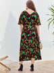 Plus Leaf Print Split Side Dress