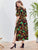 Plus Leaf Print Split Side Dress