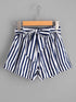 Plus Roll Trim Striped Self Tie Shorts