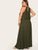 Plus Button Keyhole Back Ruffle Maxi Dress