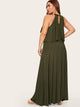 Plus Button Keyhole Back Ruffle Maxi Dress