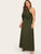 Plus Button Keyhole Back Ruffle Maxi Dress