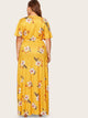 Plus Floral Print Wrap Tie Side Maxi Dress