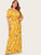 Plus Floral Print Wrap Tie Side Maxi Dress