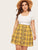 Plus Plaid Button Skirt