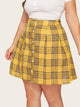 Plus Plaid Button Skirt