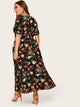 Plus Surplice Wrap Floral Dress With Belt