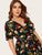 Plus Surplice Wrap Floral Dress With Belt