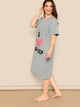 Plus Slogan Print Heather Knit Nightdress